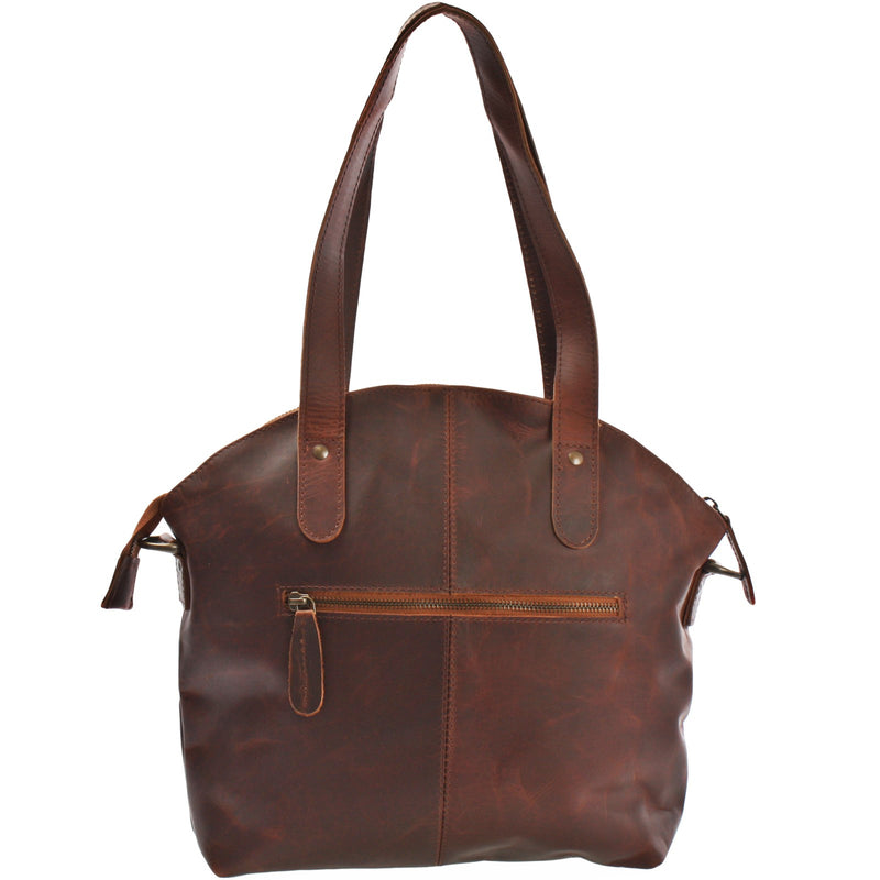 Leconi Shopper Schultertasche Damen Handtasche Ledertasche Henkeltasche Leder Braun LE0060