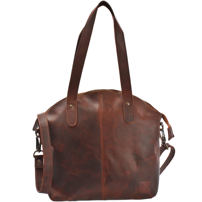 Leconi Shopper Schultertasche Damen Handtasche Ledertasche Henkeltasche Leder braun LE0060