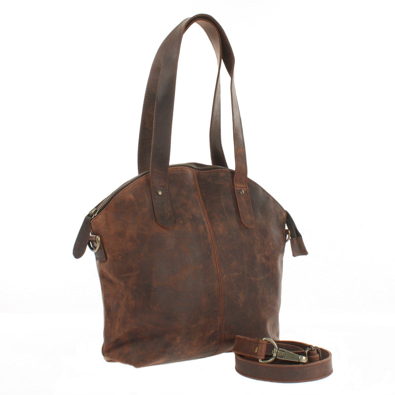 Leconi Shopper Schultertasche Damen Handtasche Ledertasche Henkeltasche Leder Schlamm LE0060