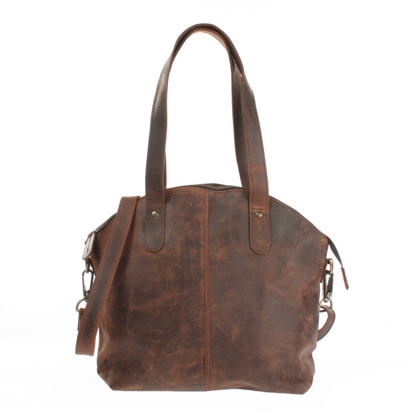 Leconi Shopper Schultertasche Damen Handtasche Ledertasche Henkeltasche Leder schlamm LE0060