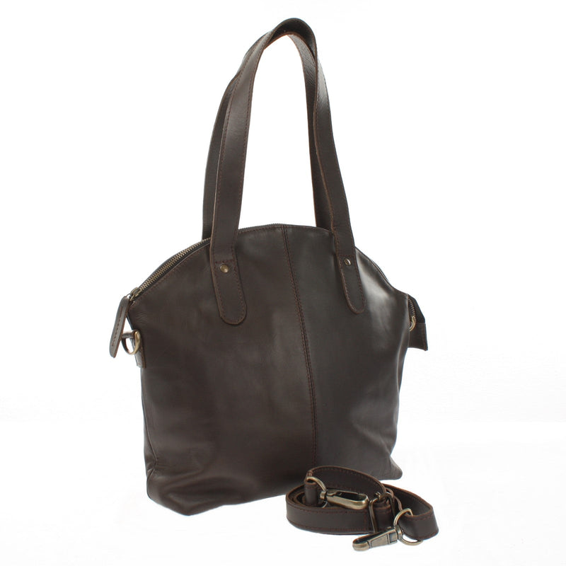 Leconi Shopper Schultertasche Damen Handtasche Ledertasche Henkeltasche Leder Dunkelbraun LE0060