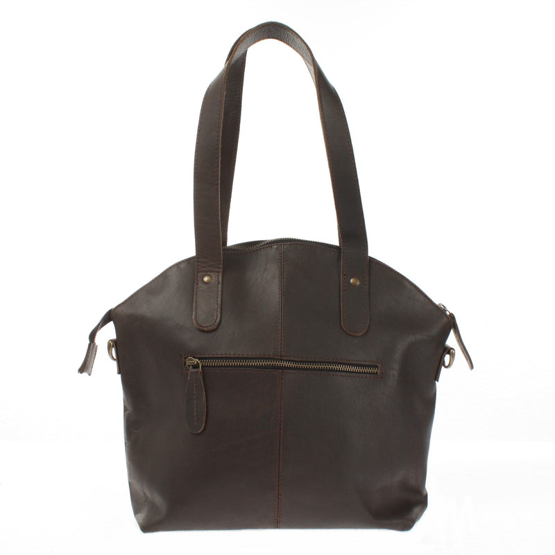 Leconi Shopper Schultertasche Damen Handtasche Ledertasche Henkeltasche Leder Dunkelbraun LE0060