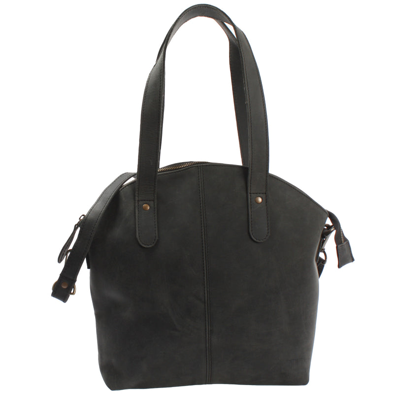 Leconi Shopper Schultertasche Damen Handtasche Ledertasche Henkeltasche Leder grau LE0060