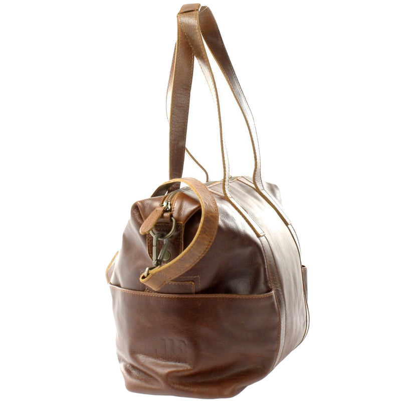 Leconi Shopper Schultertasche Henkeltasche Damen Handtasche Leder Braun LE0061