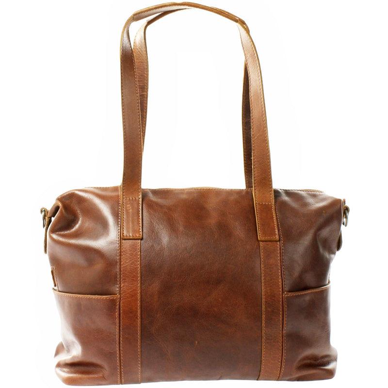 Leconi Shopper Schultertasche Henkeltasche Damen Handtasche Leder Braun LE0061