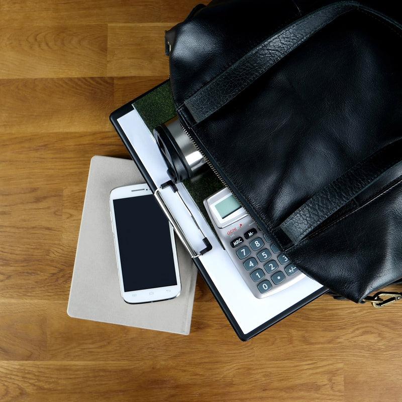 Leconi Shopper Schultertasche Henkeltasche Damen Handtasche Leder Schwarz LE0061