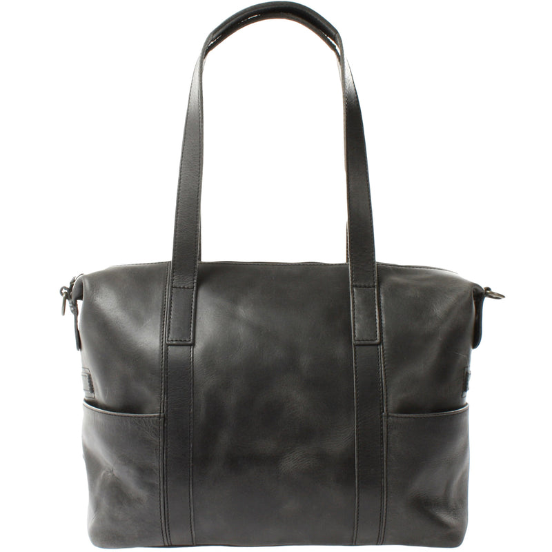 Leconi Shopper Schultertasche Henkeltasche Damen Handtasche Leder Dunkelgrau LE0061