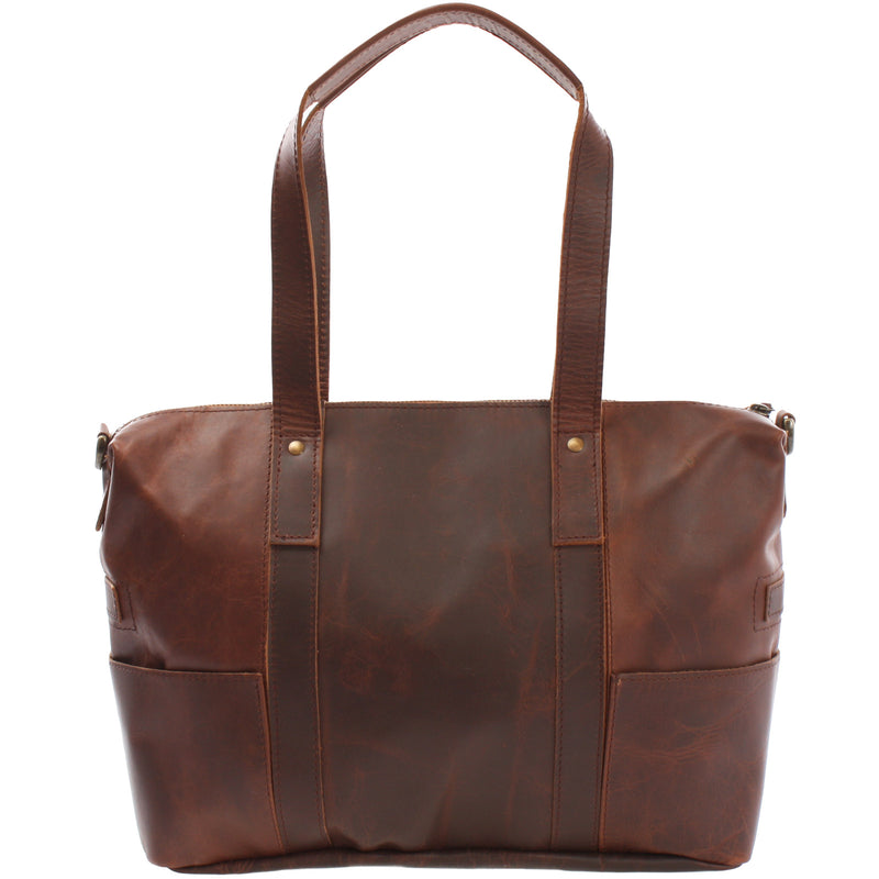 Leconi Shopper Schultertasche Henkeltasche Leder Braun LE0034