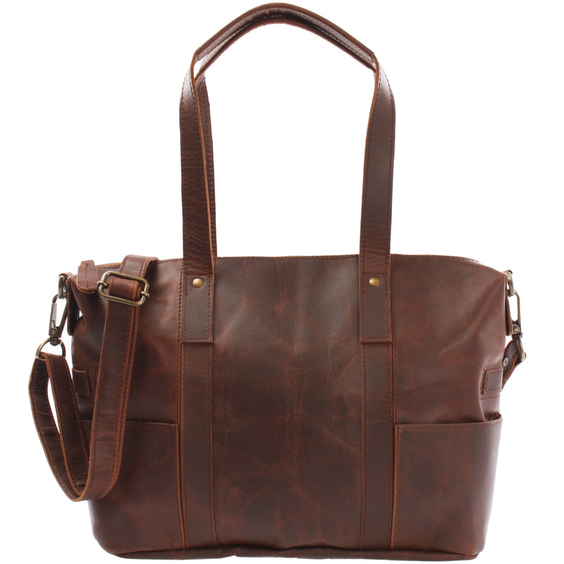 Leconi Shopper Schultertasche Henkeltasche Leder braun LE0034