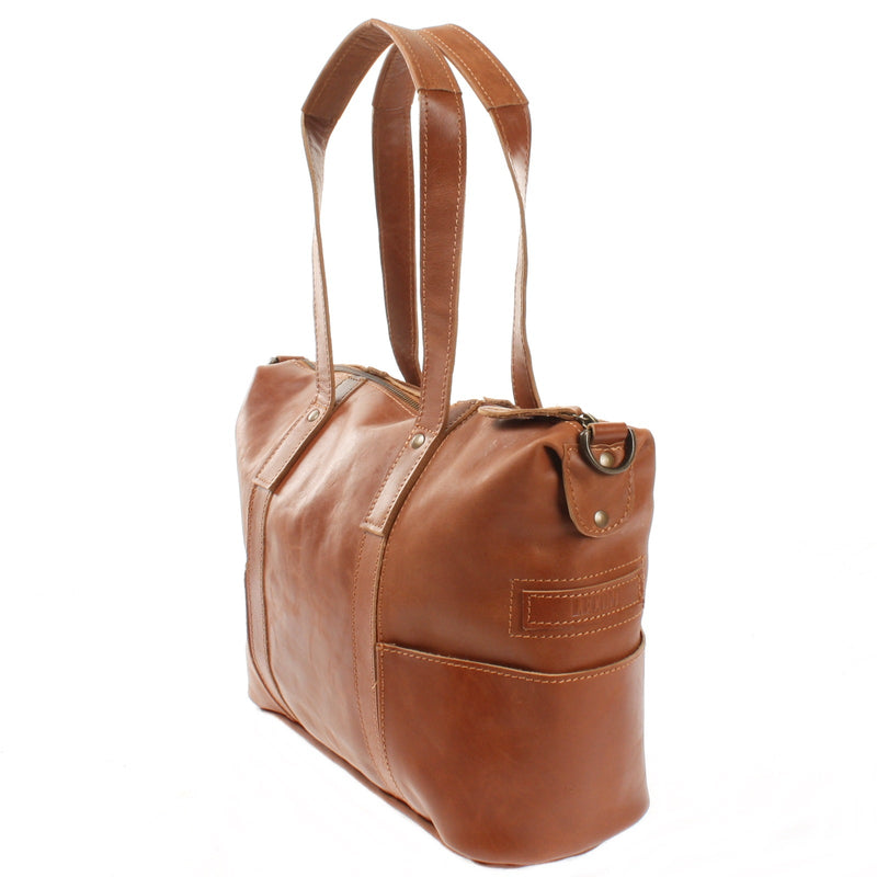 Leconi Shopper Schultertasche Henkeltasche Leder Cognac LE0034