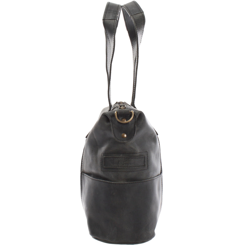 Leconi Shopper Schultertasche Henkeltasche Leder Grau LE0034