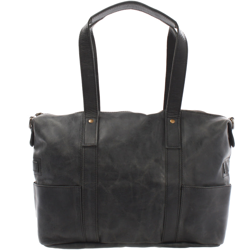 Leconi Shopper Schultertasche Henkeltasche Leder Grau LE0034