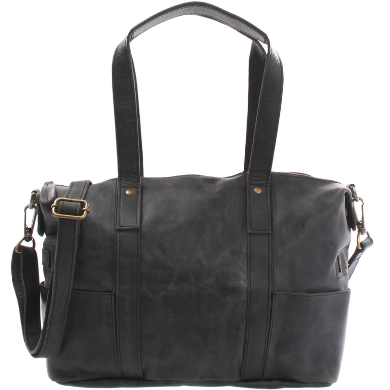 Leconi Shopper Schultertasche Henkeltasche Leder grau LE0034