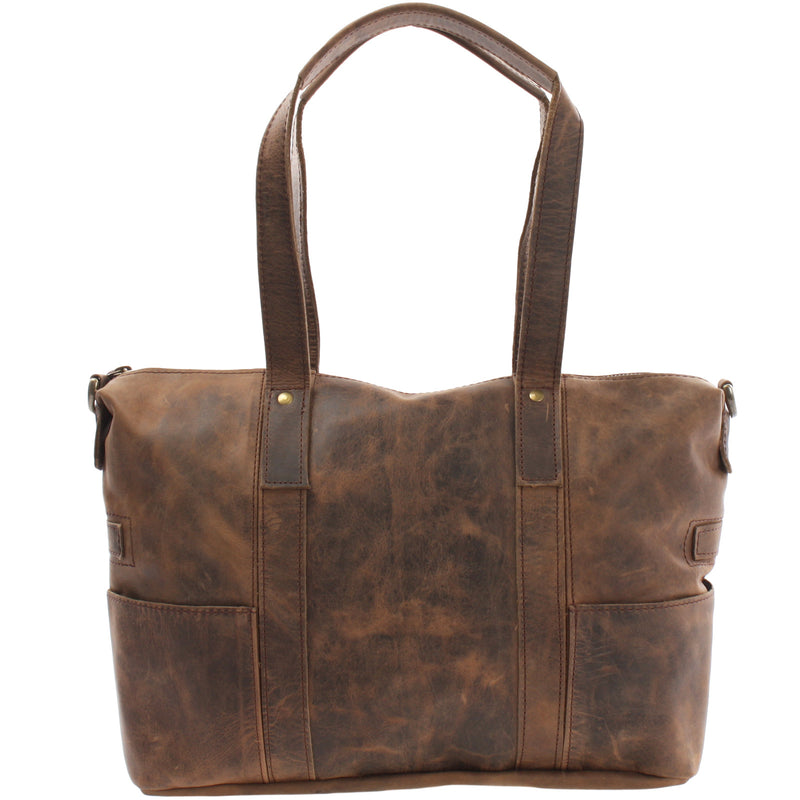 Leconi Shopper Schultertasche Henkeltasche Leder Schlamm LE0034