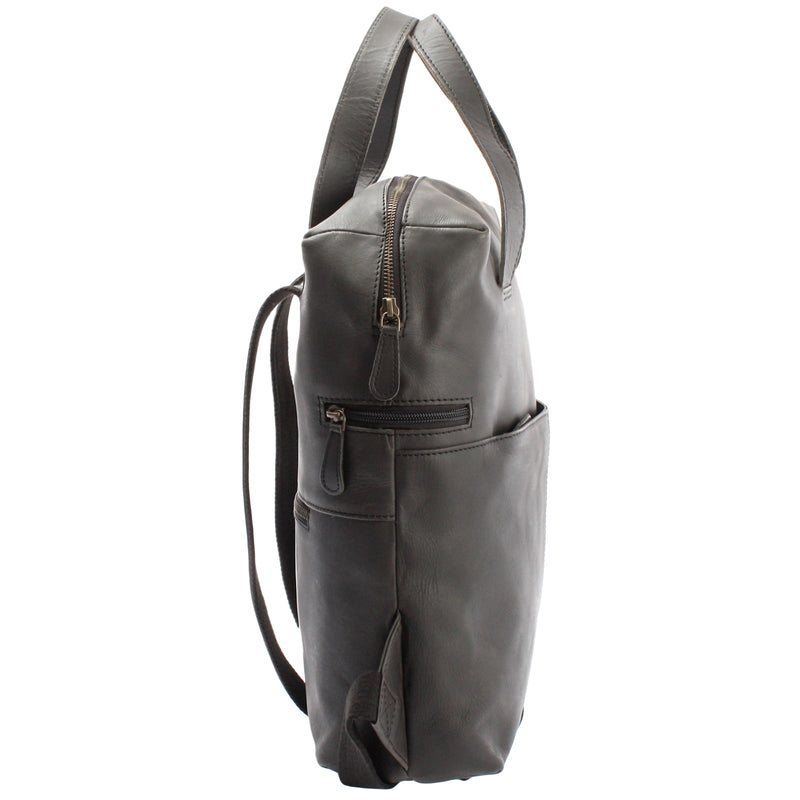 Leconi Stadtrucksack Lederrucksack Leder Dunkelgrau LE1023