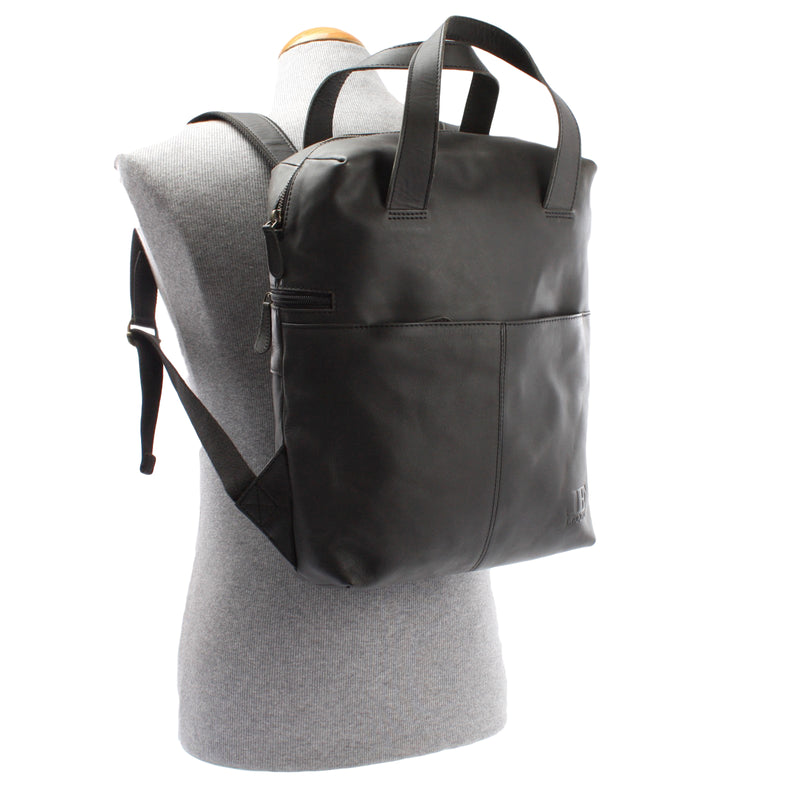 Leconi Stadtrucksack Lederrucksack Leder Dunkelgrau LE1023