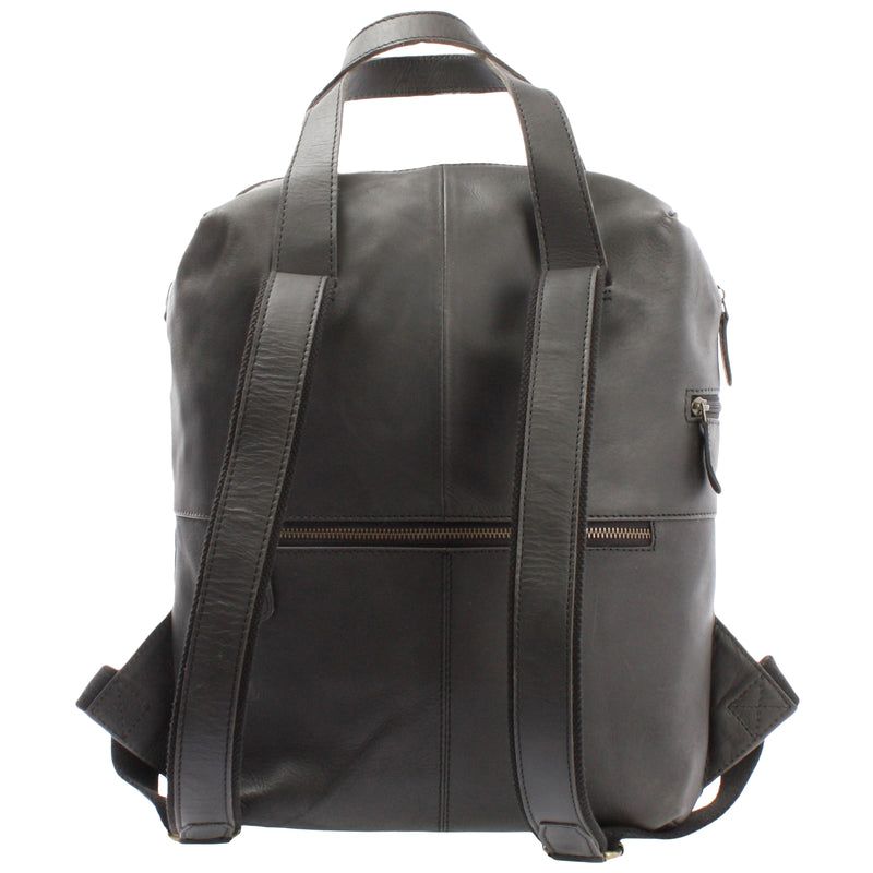 Leconi Stadtrucksack Lederrucksack Leder Dunkelgrau LE1023