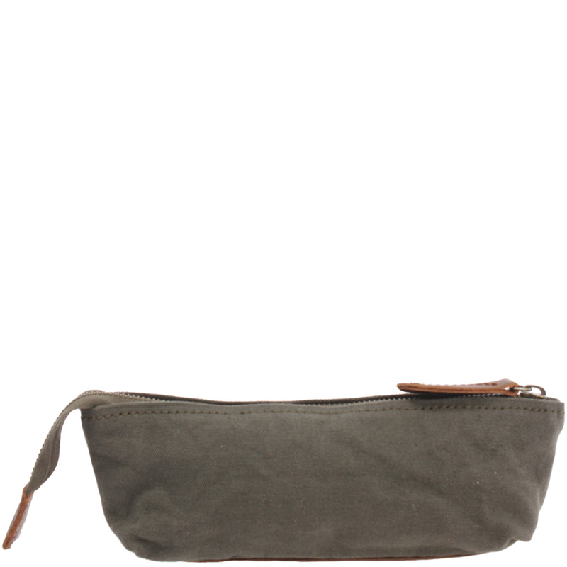 Leconi Stiftemappe Federtasche Stifteetui Federmappe Damen Herren Canvas Leder Grün LE9026