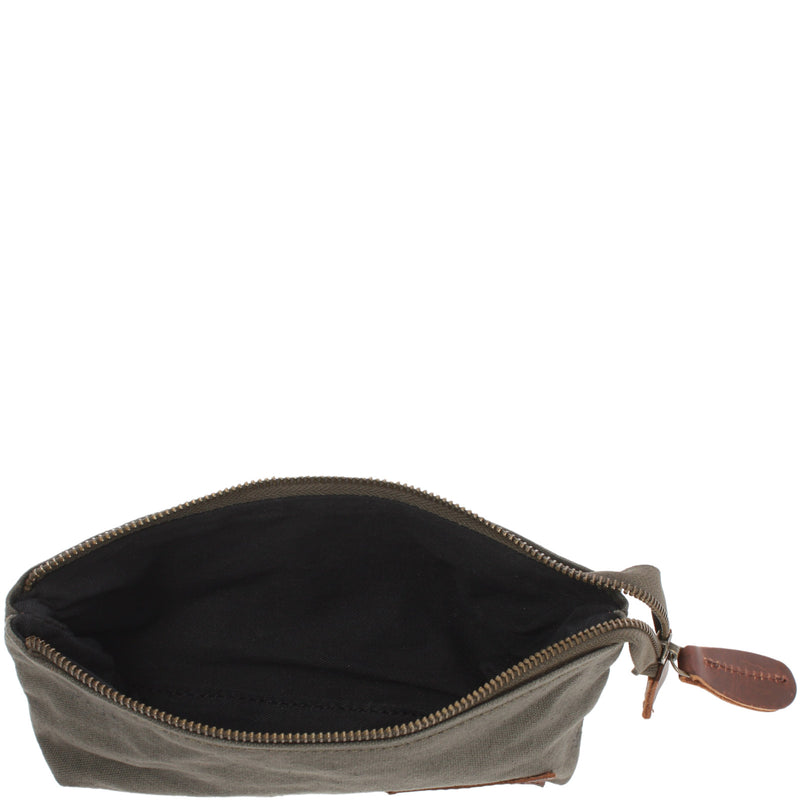 Leconi Stiftemappe Federtasche Stifteetui Federmappe Damen Herren Canvas Leder Grün LE9026
