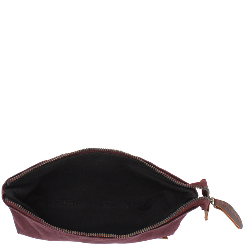 Leconi Stiftemappe Federtasche Stifteetui Federmappe Damen Herren Canvas Leder Bordeaux LE9026