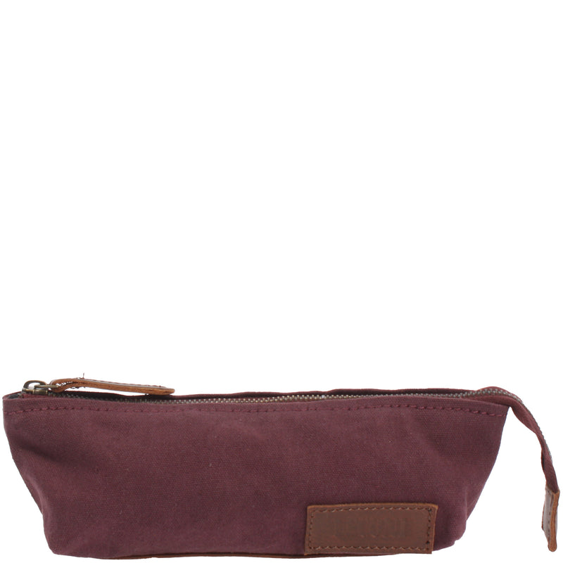 Leconi Stiftemappe Federtasche Stifteetui Federmappe Damen Herren Canvas Leder bordeaux LE9026