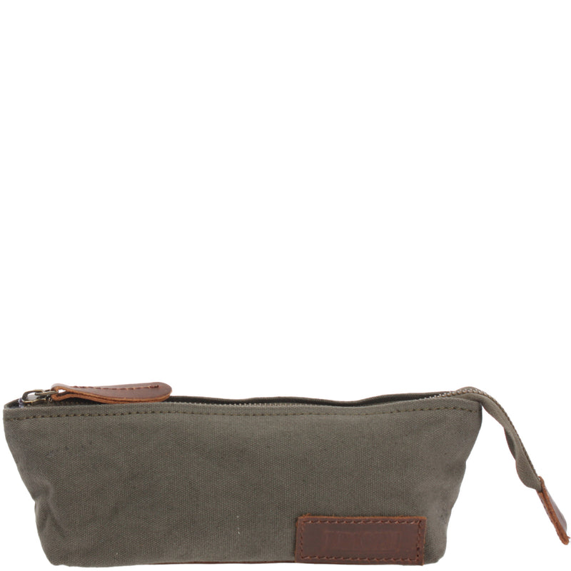 Leconi Stiftemappe Federtasche Stifteetui Federmappe Damen Herren Canvas Leder grün LE9026