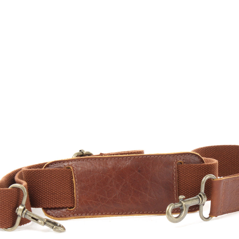 Leconi Trageriemen Baumwolle Leder 150cm Braun LEC-R6