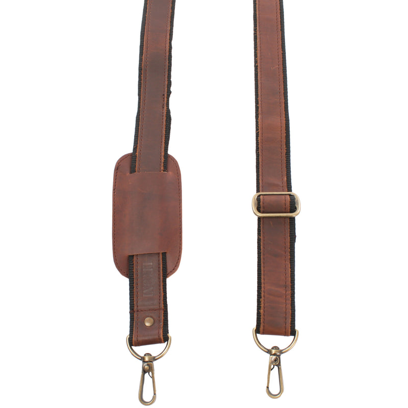 Leconi Trageriemen Leder Braun - Schwarz 150cm LEC-R2