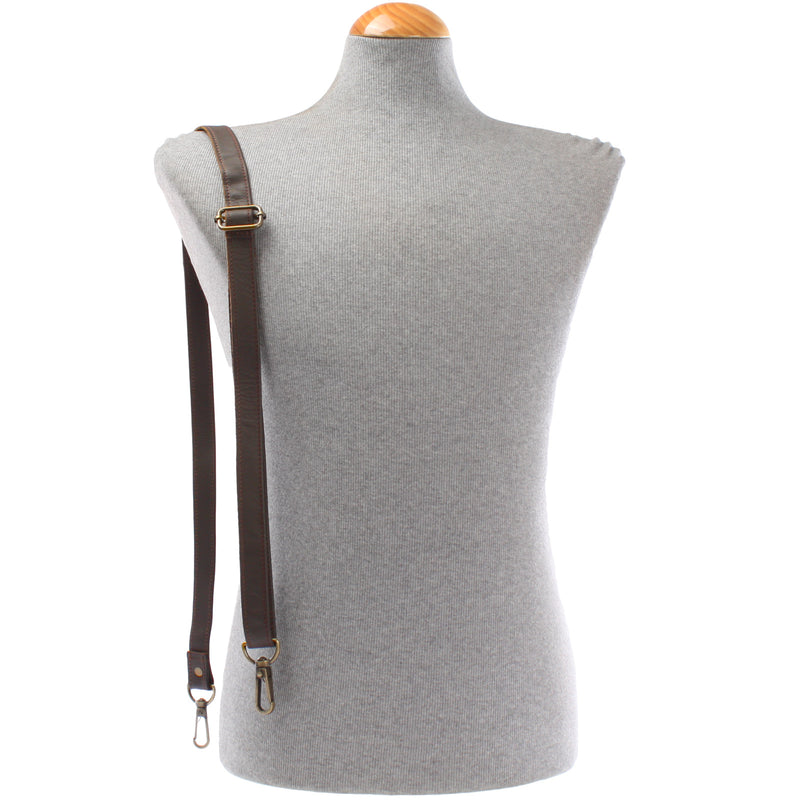 Leconi Trageriemen Leder Dunkelbraun Schmal 150cm LEC-R4