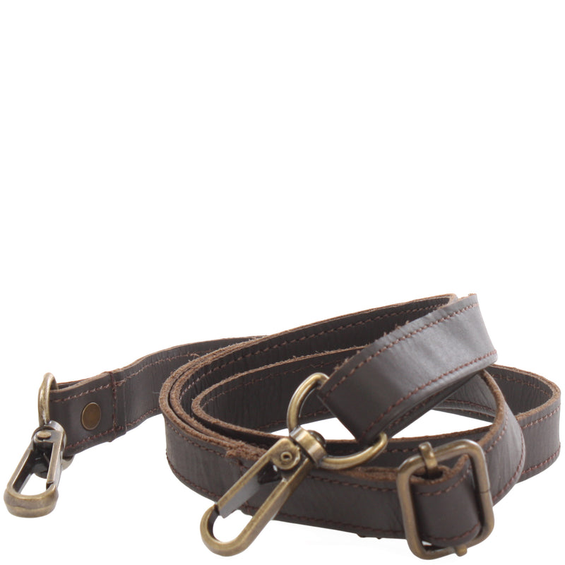 Leconi Trageriemen Leder dunkelbraun schmal 150cm LEC-R4