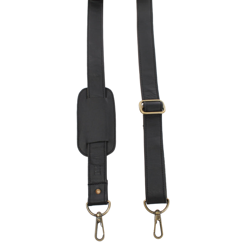 Leconi Trageriemen Leder Schwarz Breit 150cm LEC-R3