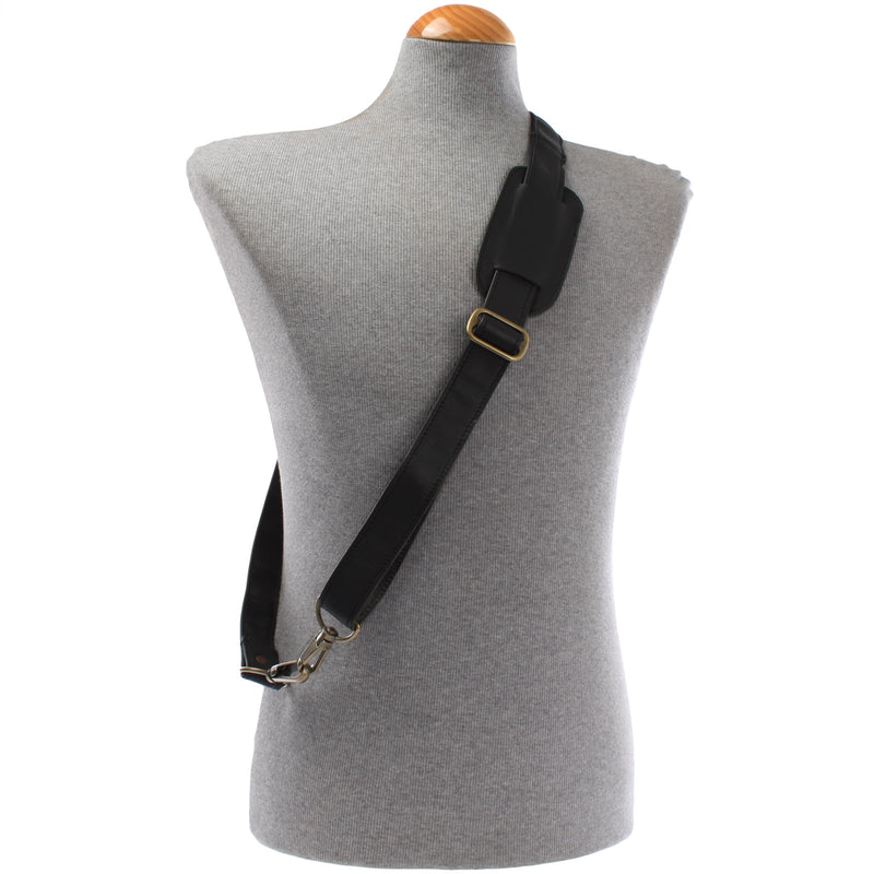 Leconi Trageriemen Leder Schwarz Breit 150cm LEC-R3