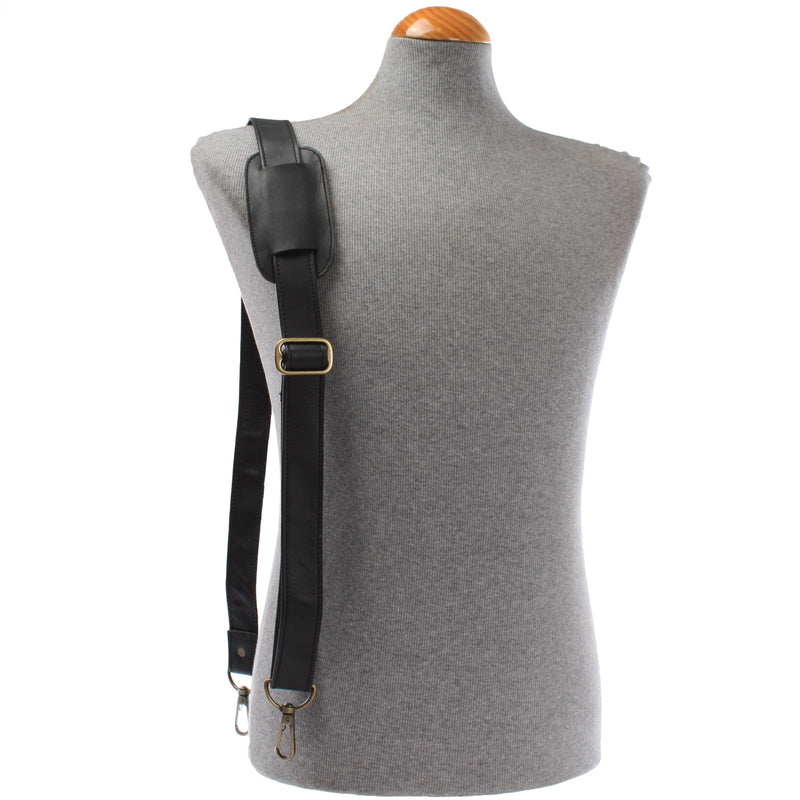 Leconi Trageriemen Leder Schwarz Breit 150cm LEC-R3