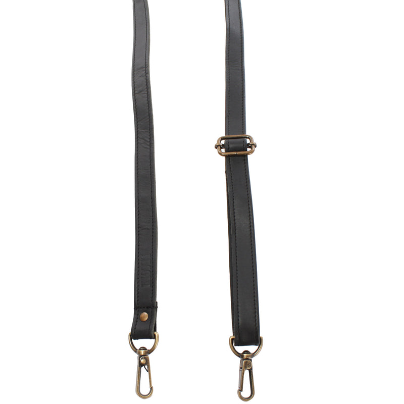 Leconi Trageriemen Leder Schwarz Schmal 150cm LEC-R4