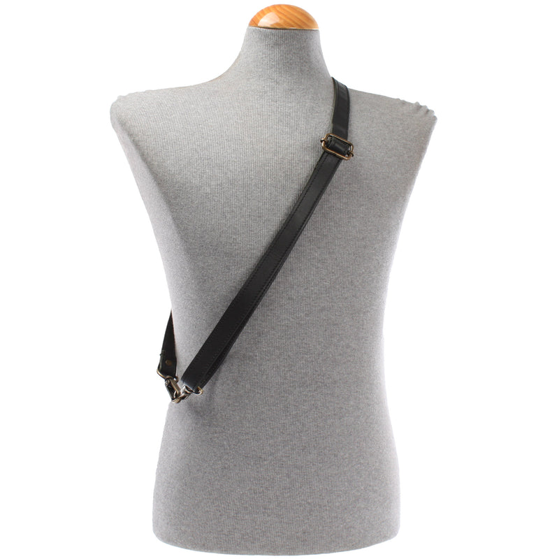 Leconi Trageriemen Leder Schwarz Schmal 150cm LEC-R4