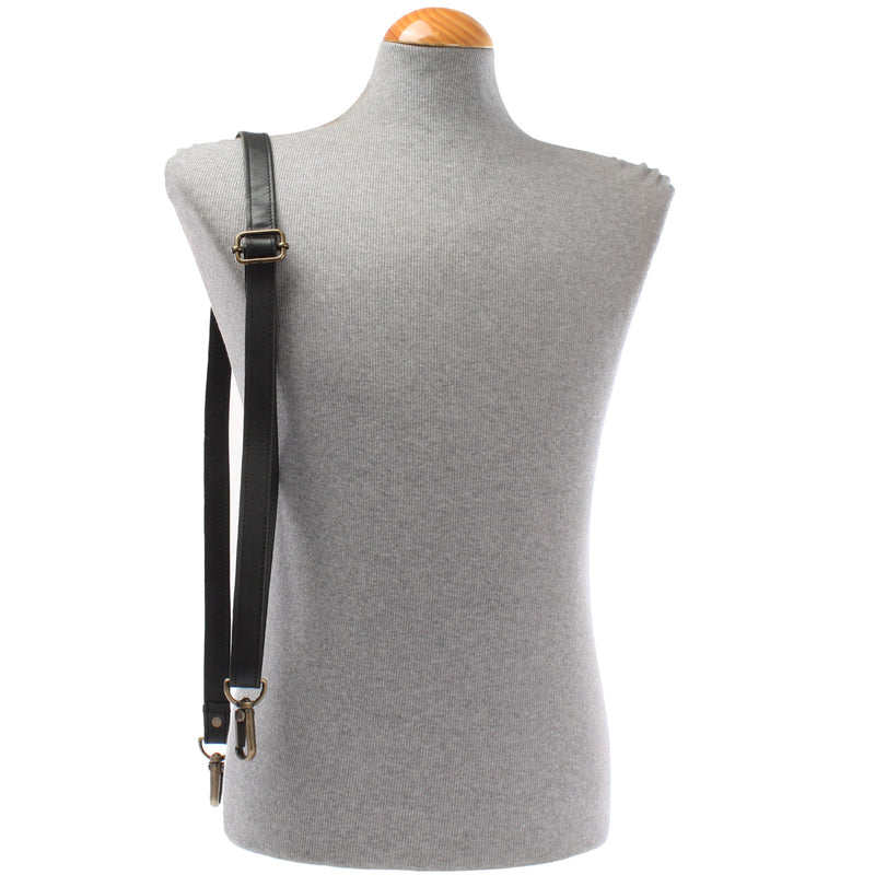 Leconi Trageriemen Leder Schwarz Schmal 150cm LEC-R4