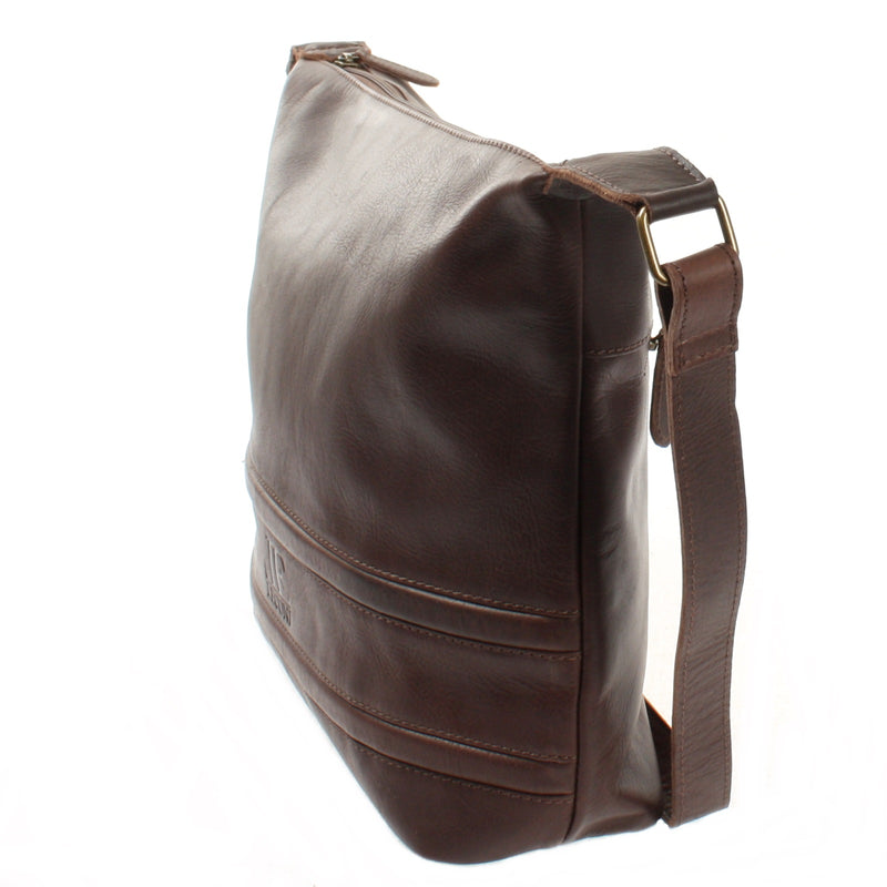 Leconi Umhängetasche Beuteltasche Ledertasche Damentasche Leder Dunkelbraun LE0064