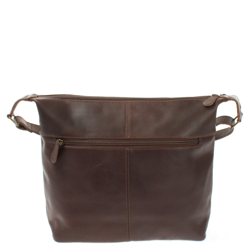 Leconi Umhängetasche Beuteltasche Ledertasche Damentasche Leder Dunkelbraun LE0064