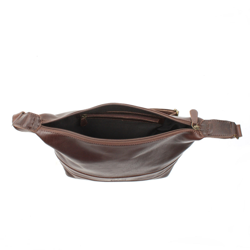 Leconi Umhängetasche Beuteltasche Ledertasche Damentasche Leder Dunkelbraun LE0064