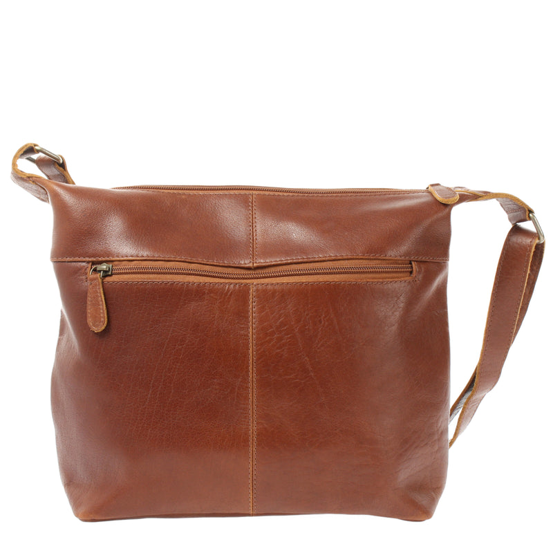 Leconi Umhängetasche Beuteltasche Ledertasche Damentasche Leder Braun LE0064