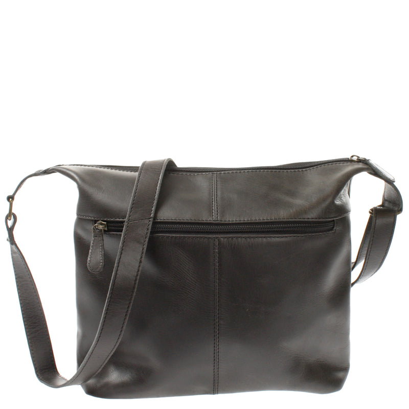 Leconi Umhängetasche Beuteltasche Ledertasche Damentasche Leder Dunkelgrau LE0064