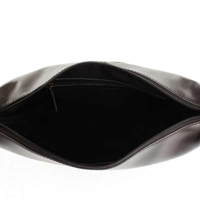 Leconi Umhängetasche Beuteltasche Ledertasche Damentasche Leder Dunkelgrau LE0064