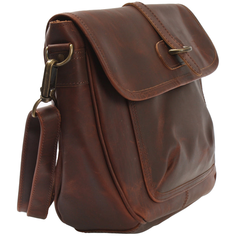 Leconi Umhängetasche Damen Schultertasche Damentasche Handtasche Leder Braun LE3053