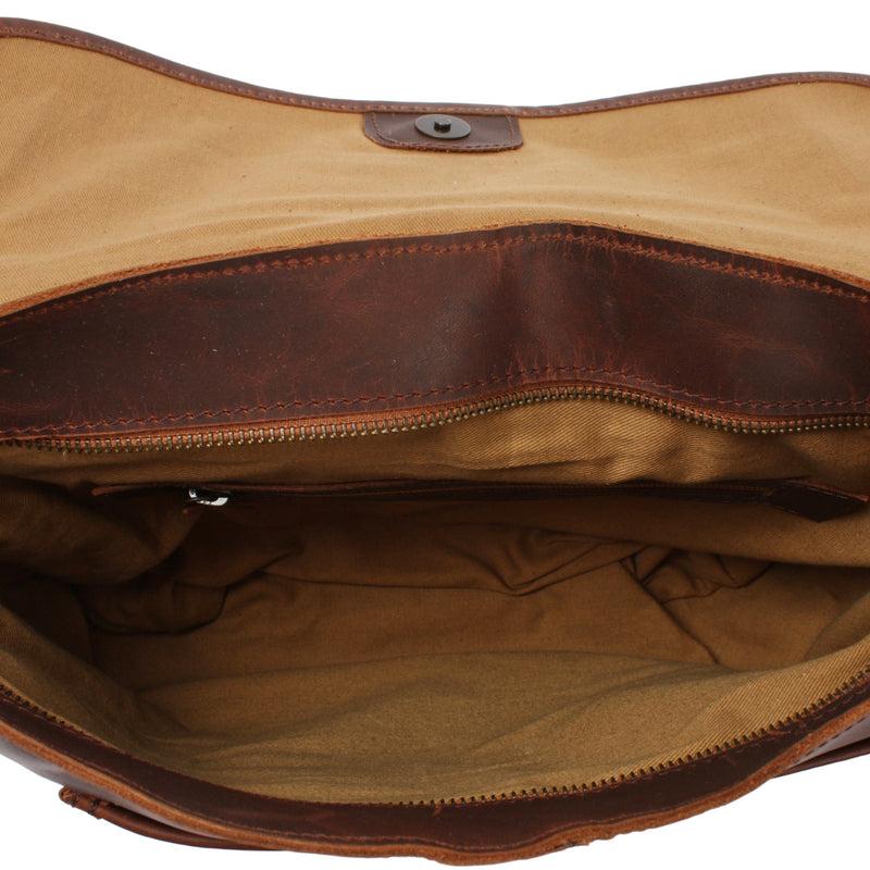 Leconi Umhängetasche Damen Schultertasche Damentasche Handtasche Leder Braun LE3053