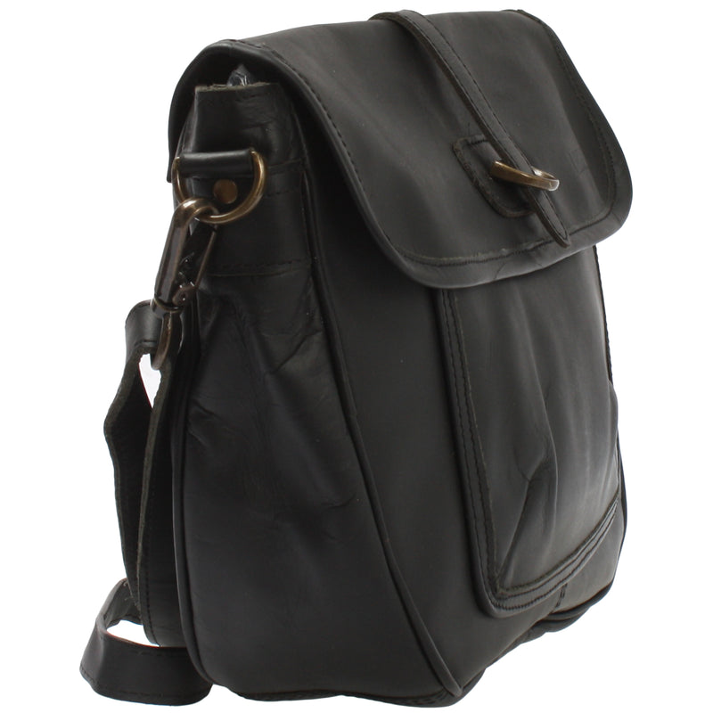 Leconi Umhängetasche Damen Schultertasche Damentasche Handtasche Leder Schwarz LE3053