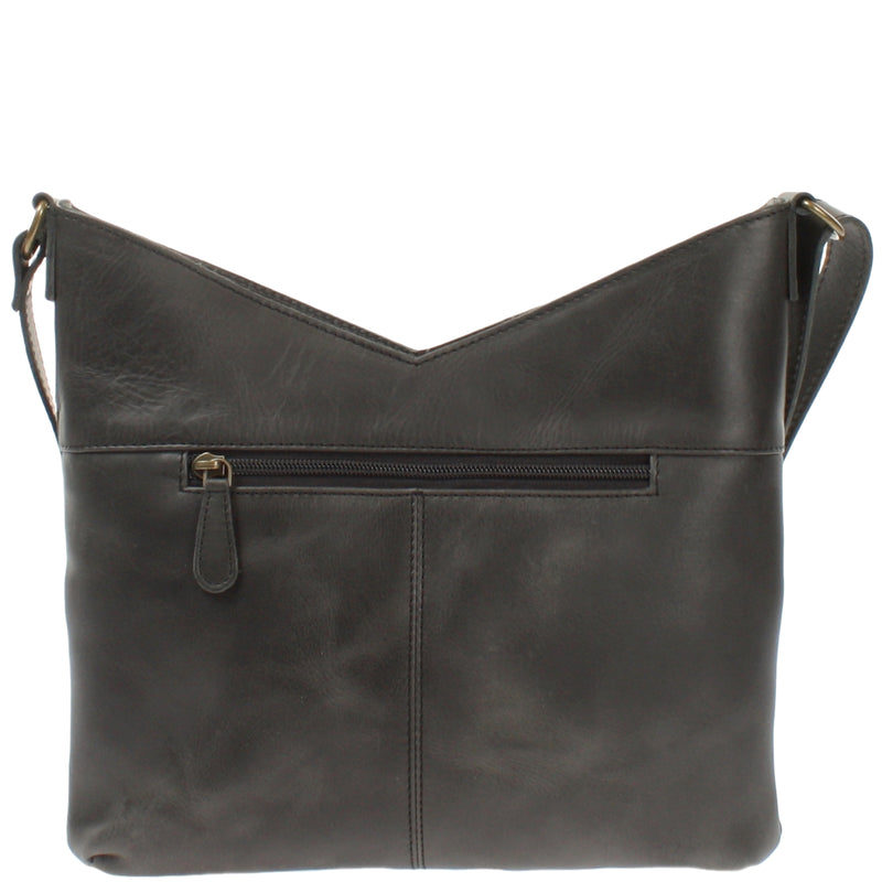 Leconi Umhängetasche Damentasche Handtasche Leder Dunkelgrau LE0065