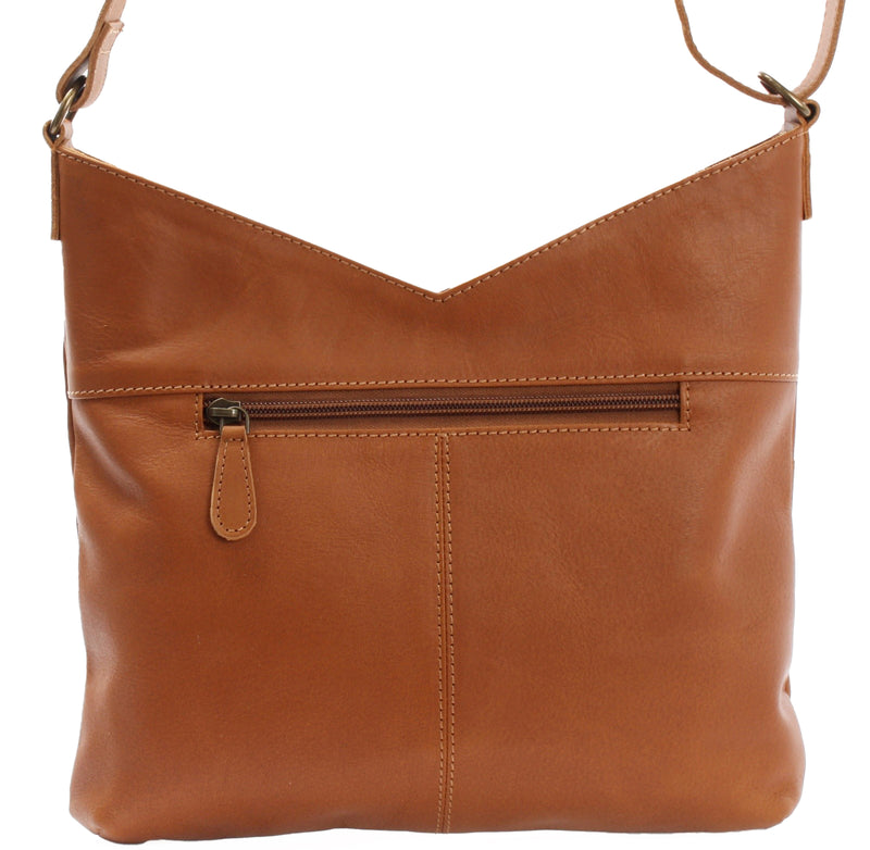 Leconi Umhängetasche Damentasche Schultertasche Leder Cognac LE0065