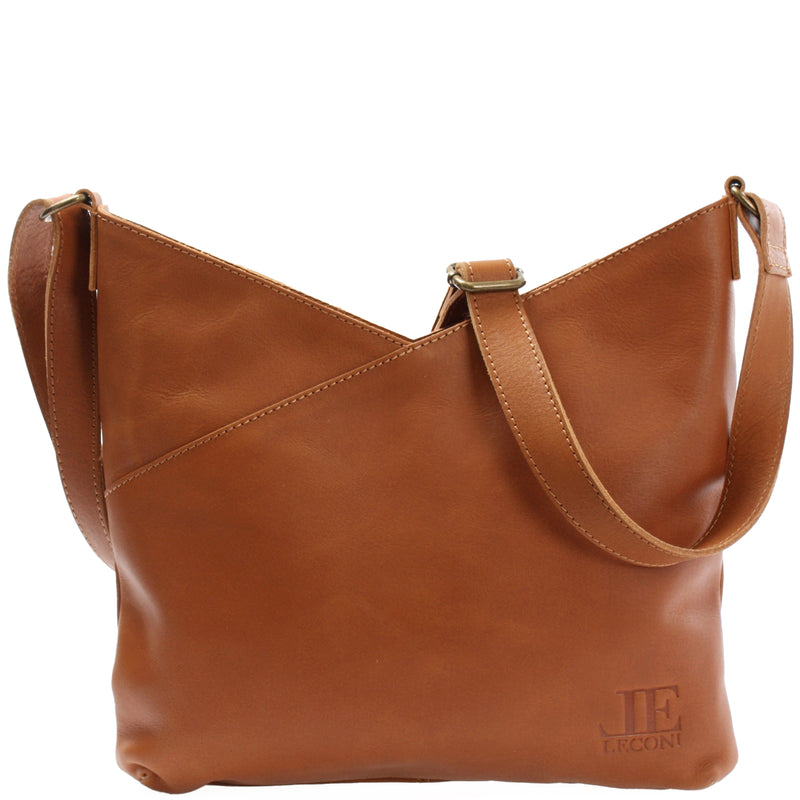 Leconi Umhängetasche Damentasche Schultertasche Leder cognac LE0065 Leconi Umhängetasche Damentasche Schultertasche Leder cognac LE0065