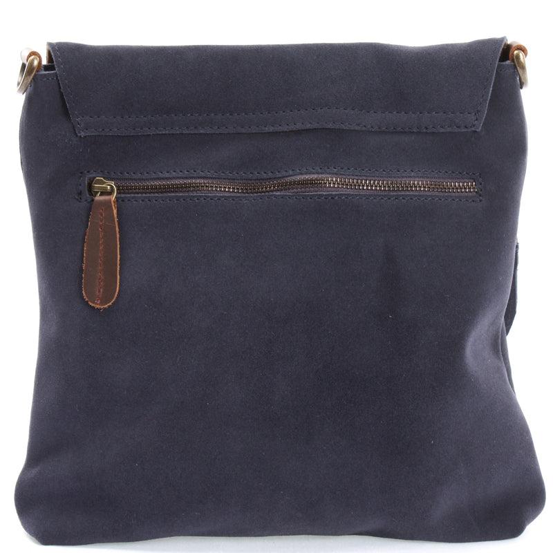 Leconi Umhängetasche Damentasche Wildleder Leder Indigo Blau LE3027