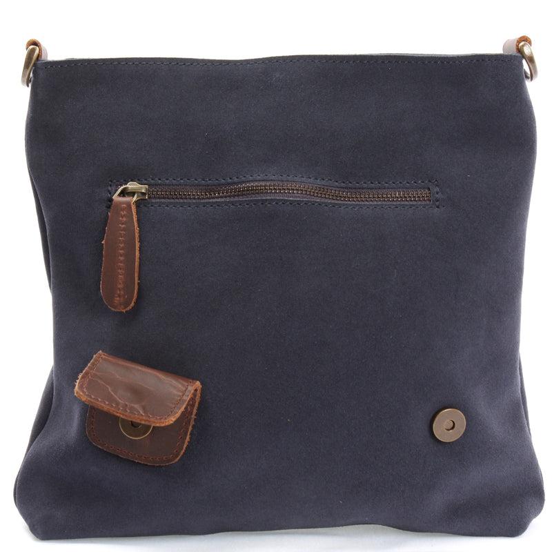 Leconi Umhängetasche Damentasche Wildleder Leder Indigo Blau LE3027